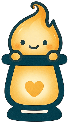 Lumi from Lanternway, peeking out of the lantern